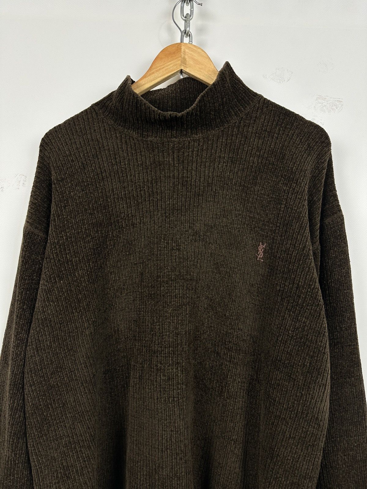 Yves Saint Laurent Vintage Yves Saint Laurent YSL Mock Neck Ribbed Sweater Size US L / EU 52-54 / 3 - 2 Thumbnail