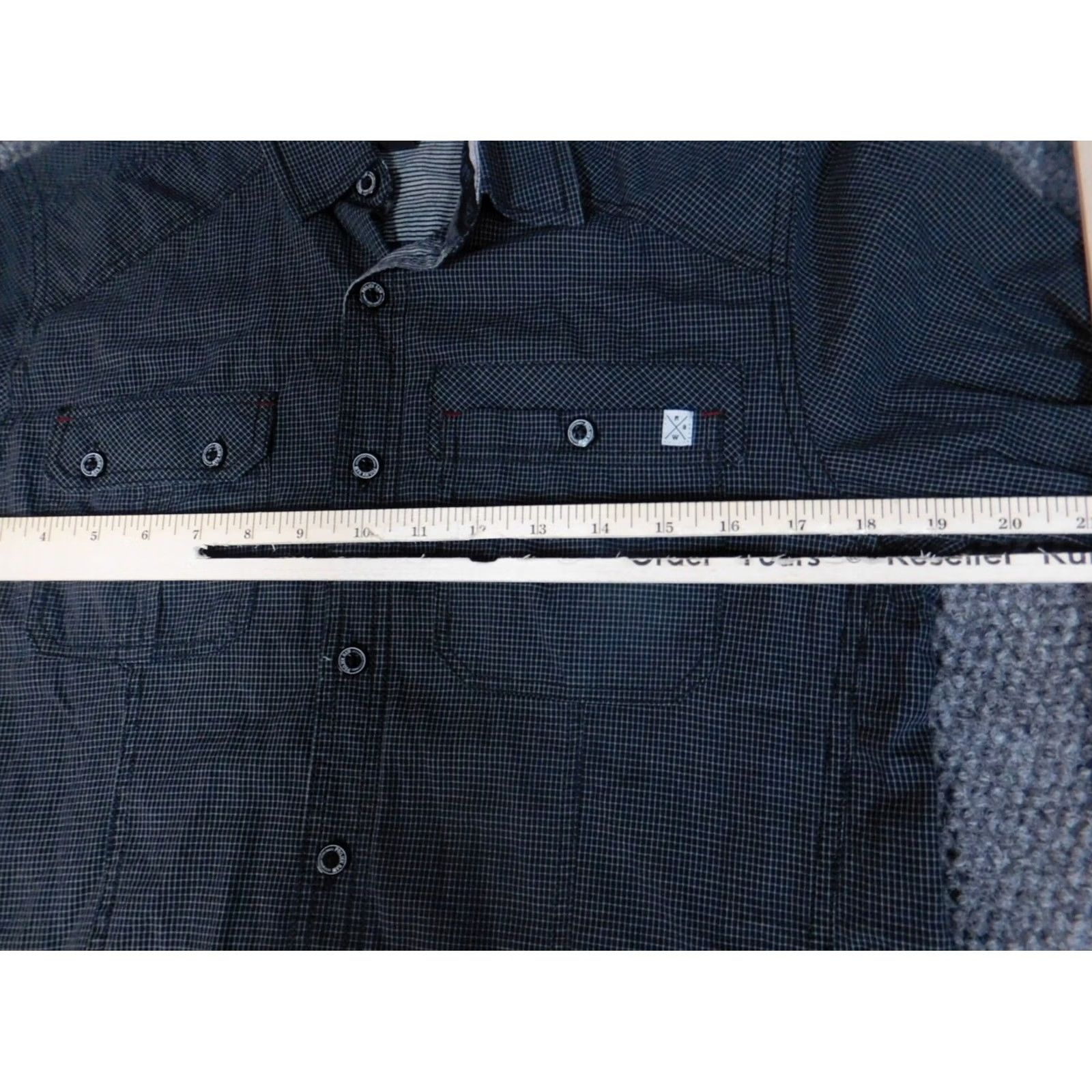 Vintage Projek Raw Mens Button-Up Shirt Small Gray Plaid Casual Regular Long Sleeve Knit Cotton Button-Down Collared Neckline Mens Size US S / EU 44-46 / 1 - 4 Thumbnail