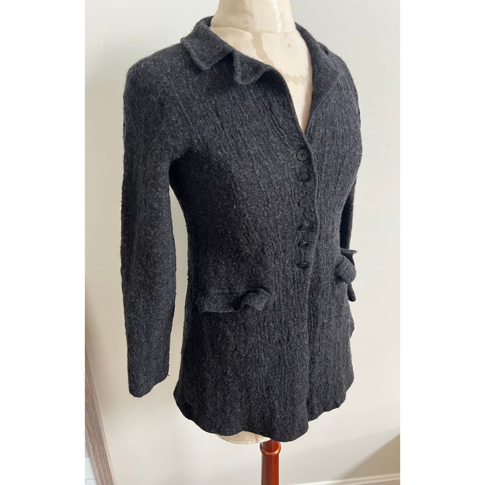Eileen Fisher Eileen Fisher Button Up Wool Blend Gray Jacket Small Size S / US 4 / IT 40 - 2 Thumbnail