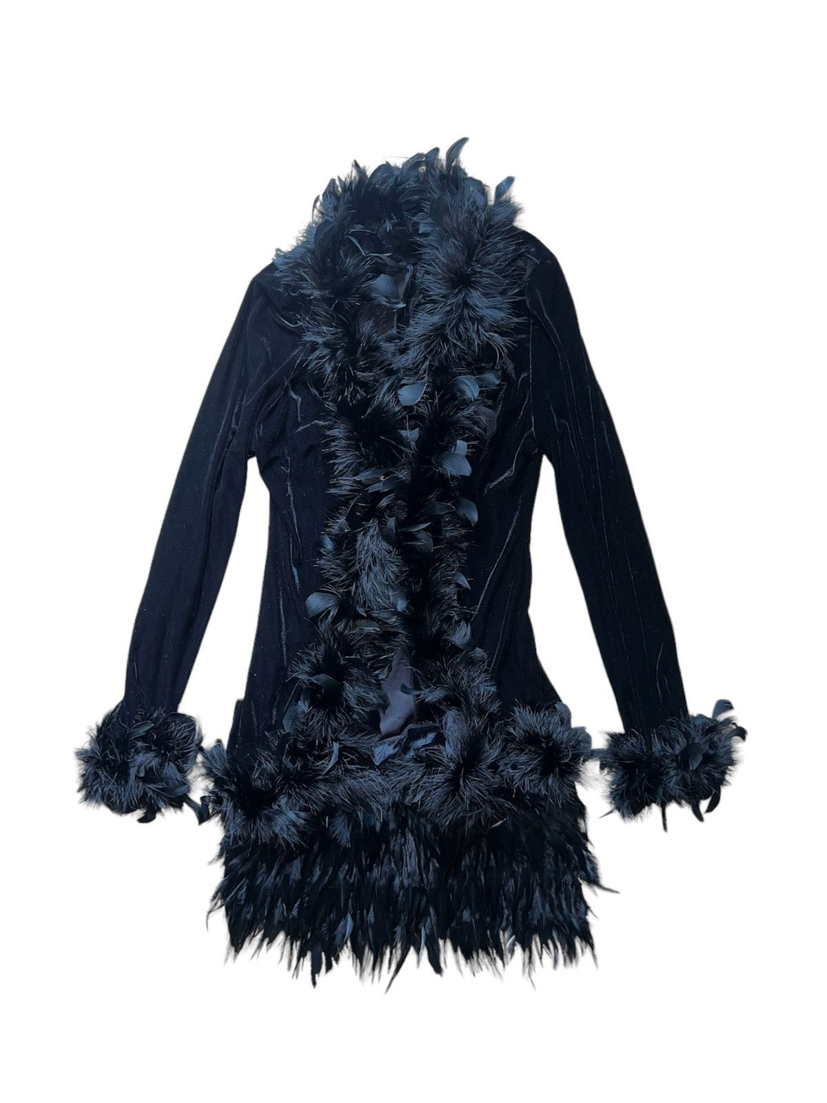 Japanese Brand Black velvet feather cardigan 🪶 Size M / US 6-8 / IT 42-44 - 14 Thumbnail