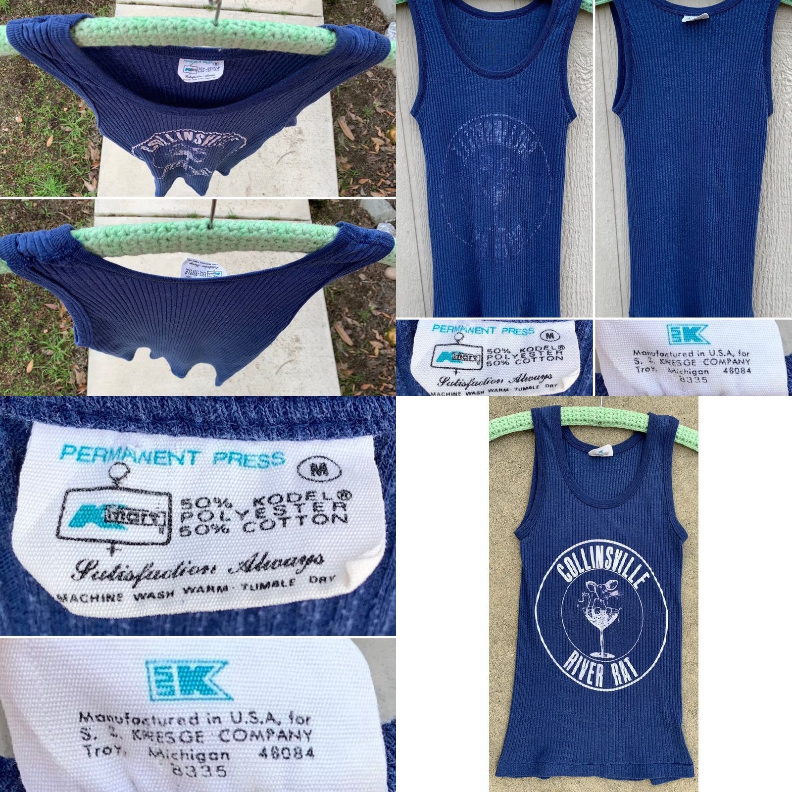 Vintage VINTAGE Kmart Collinsville River Rat Tank Top Shirt M Blue 50/50 Kodel Polyester Cotton Graphic Sportswear/Beach Mens Women Girls Size M / US 6-8 / IT 42-44 - 9 Thumbnail