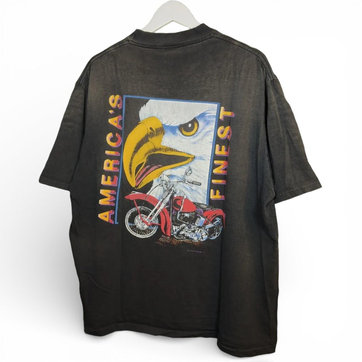 Vintage Vintage 90s Sunfaded Bike Week Americas Finest Tee Shirt Size US XL / EU 56 / 4 - 6 Thumbnail