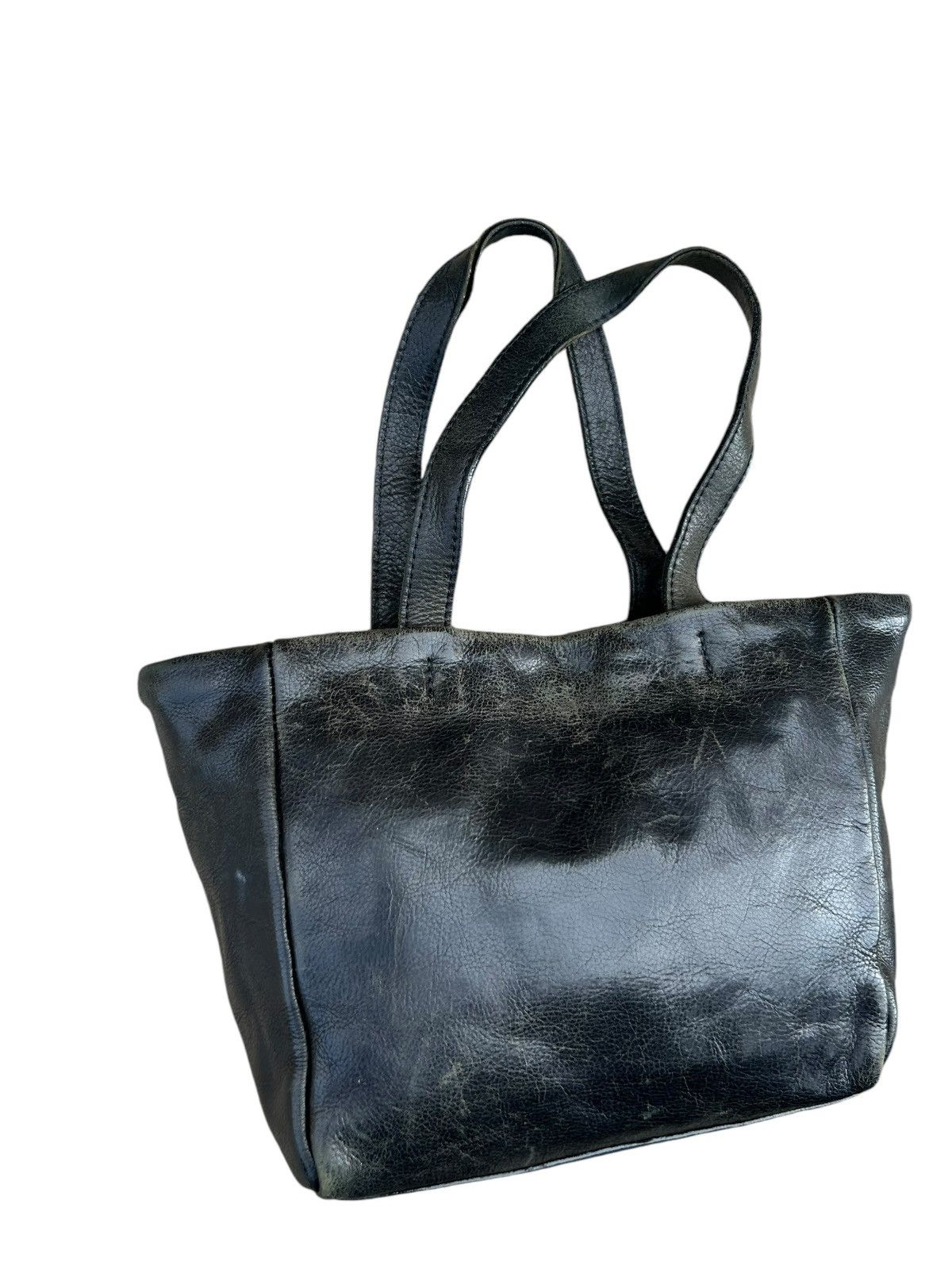 Issey Miyake × Leather × Zucca Vintage Zucca Japan Faded Patina Leather Mini Tote Bag Size ONE SIZE - 9 Thumbnail