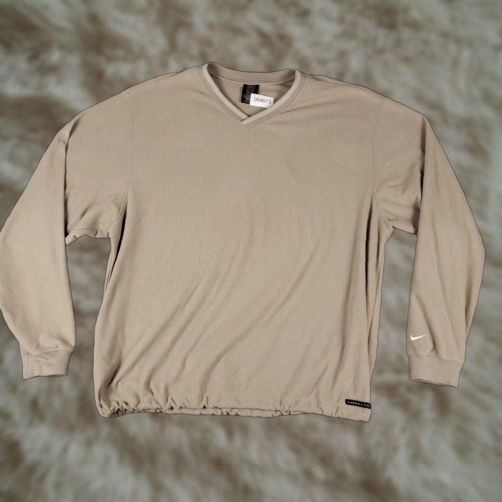 Nike Nike Sweater Mens Size Large Beige Fleece V Neck Golf Pullover Sweatshirt Size US L / EU 52-54 / 3 - 1 Thumbnail