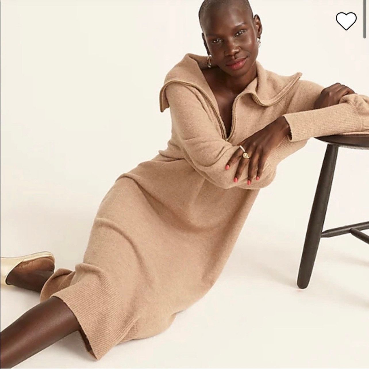 J.Crew J.Crew Half-zip midi sweater-dress in supersoft yarn beige Size S / US 4 / IT 40 - 2 Thumbnail