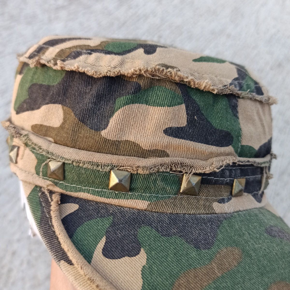Hunter Army Cadet Hat Punk Distressed Poem Studded y2k style Size ONE SIZE - 7 Thumbnail