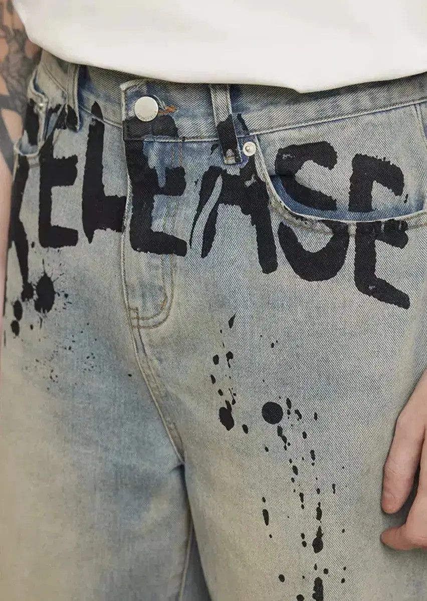 Japanese Brand Graffiti Paint Vintage Washed Jorts Shorts Size US 33 - 2 Thumbnail