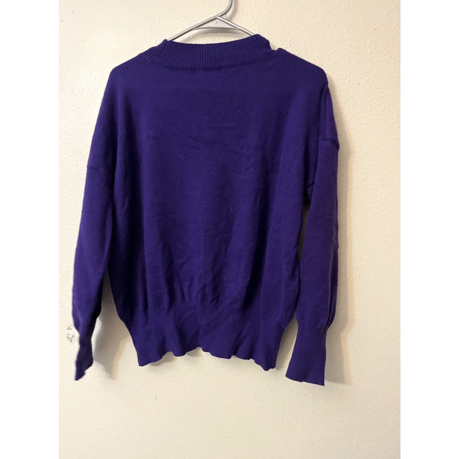 Vintage Philosophy Womens Pullover Sweater Long Sleeve V-Neck Purple L Size Knit Nylon Polyester Viscose BASIC Size L / US 10 / IT 46 - 3 Thumbnail