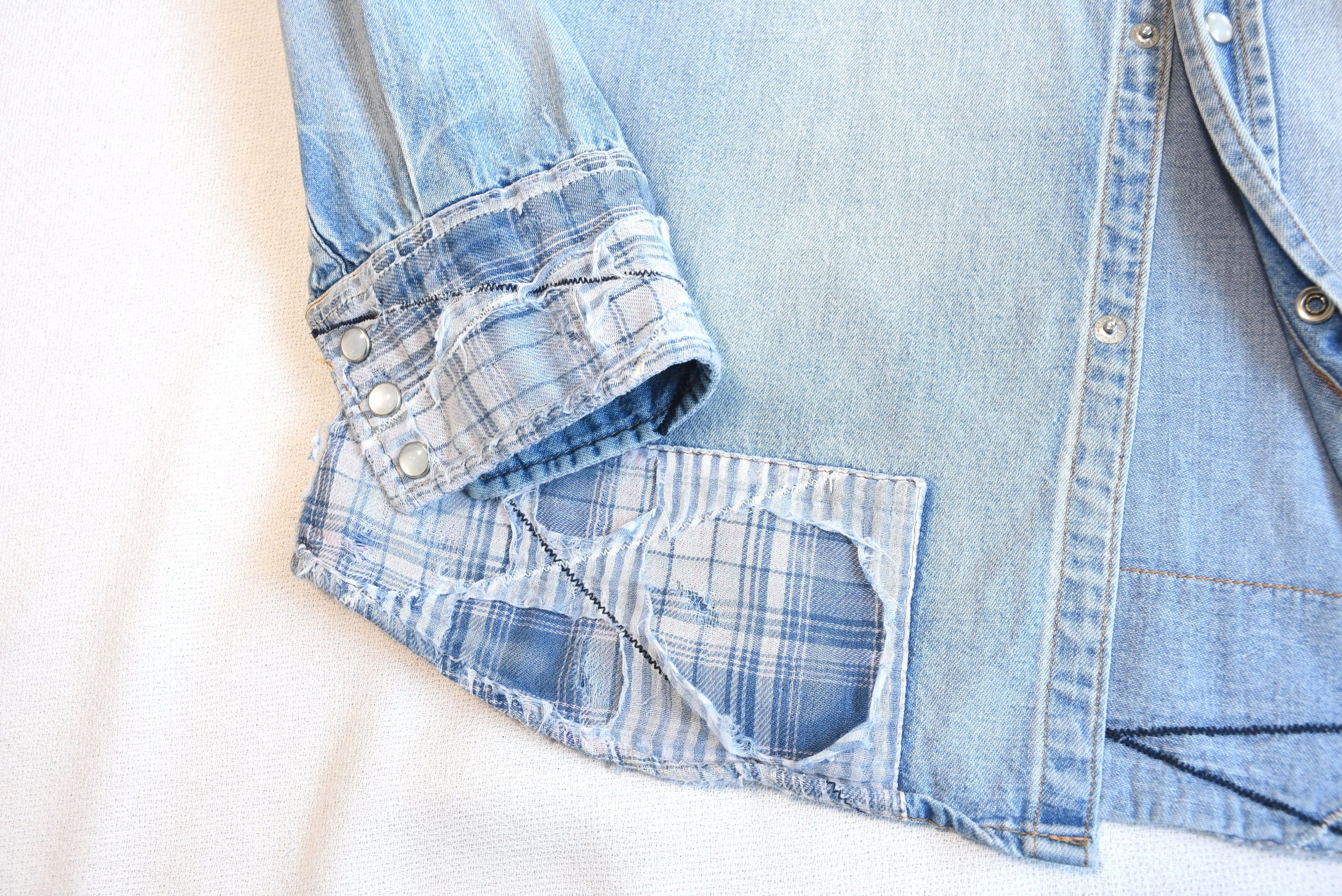 Edwin × Japanese Brand EDWIN Vintage Repair Style Denim Shirt with Patchwork!! Size US M / EU 48-50 / 2 - 6 Thumbnail