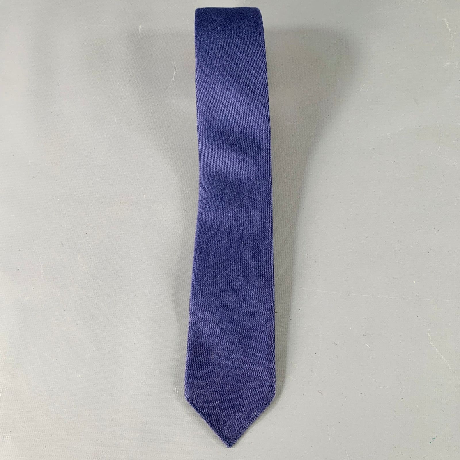 Gucci GUCCI Grey Navy Orange Stripe Skinny Silk Tie Size ONE SIZE - 2 Thumbnail