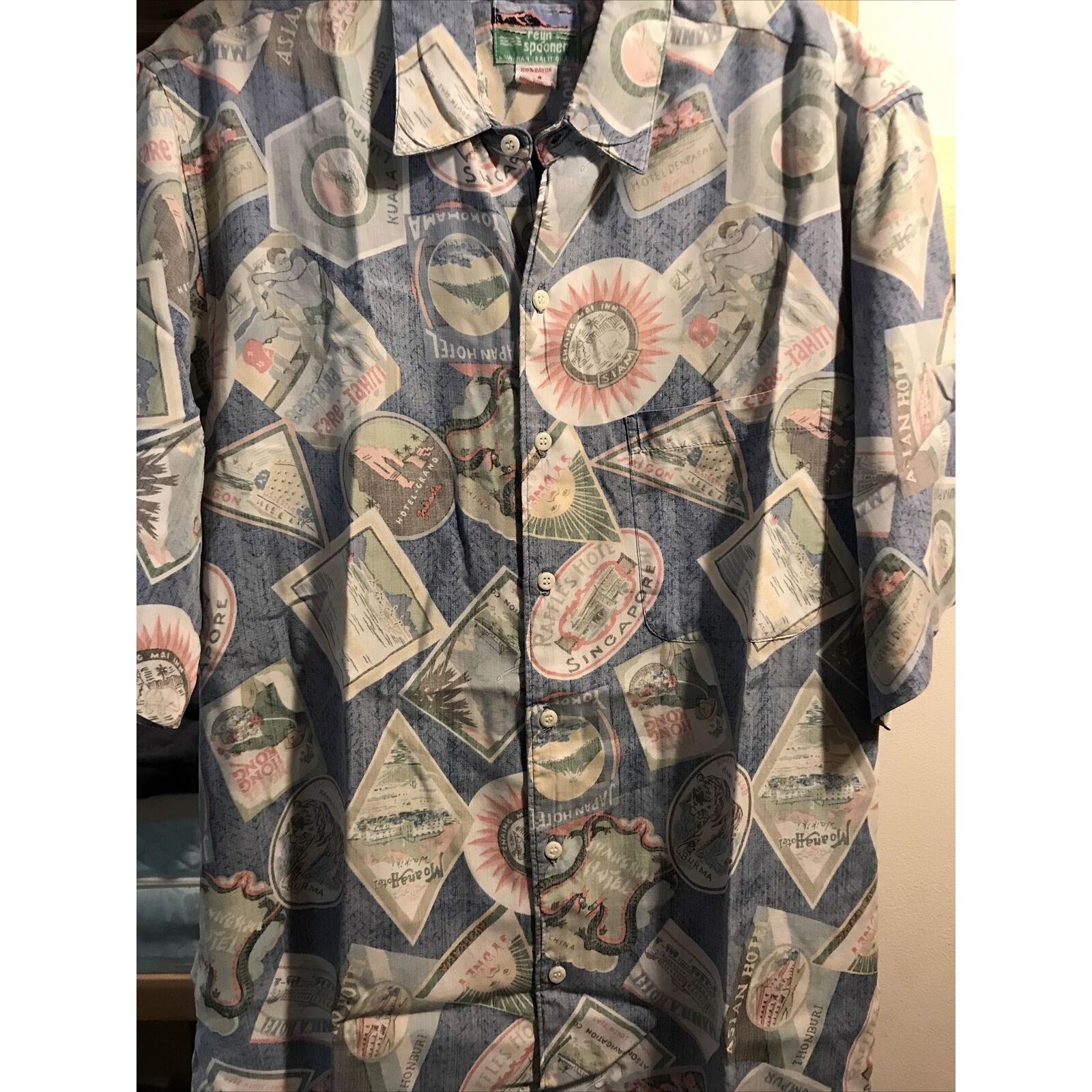 Reyn Spooner Reyn Spooner Vintage Men’s M Blue SS Rayon Hawaiian Shirt Size US M / EU 48-50 / 2 - 7 Thumbnail