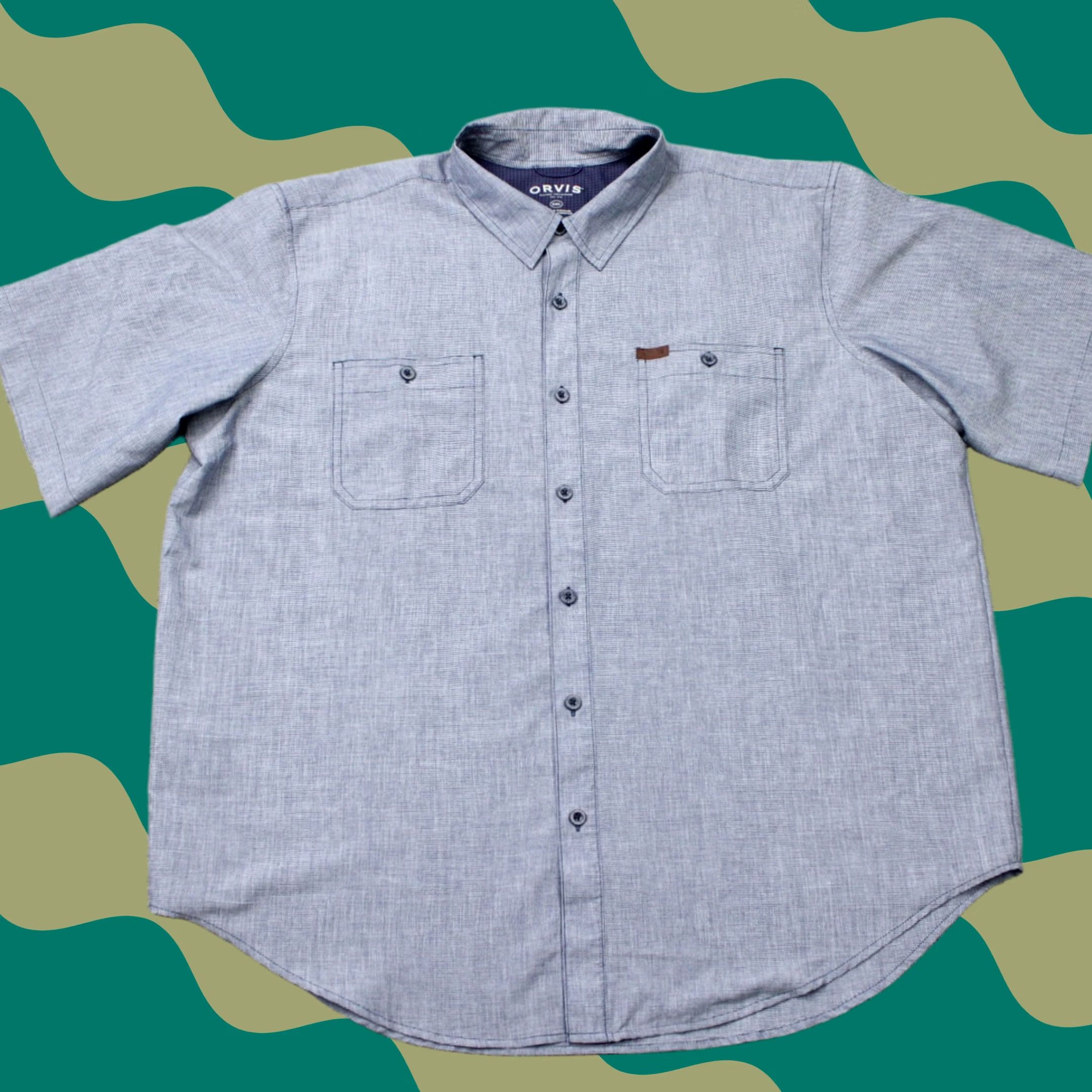 Orvis Orvis Shirt Mens 2XL XXL Blue Woven Tech UPF 30 Short Sleeve Button Casual Size US XXL / EU 58 / 5 - 1 Thumbnail
