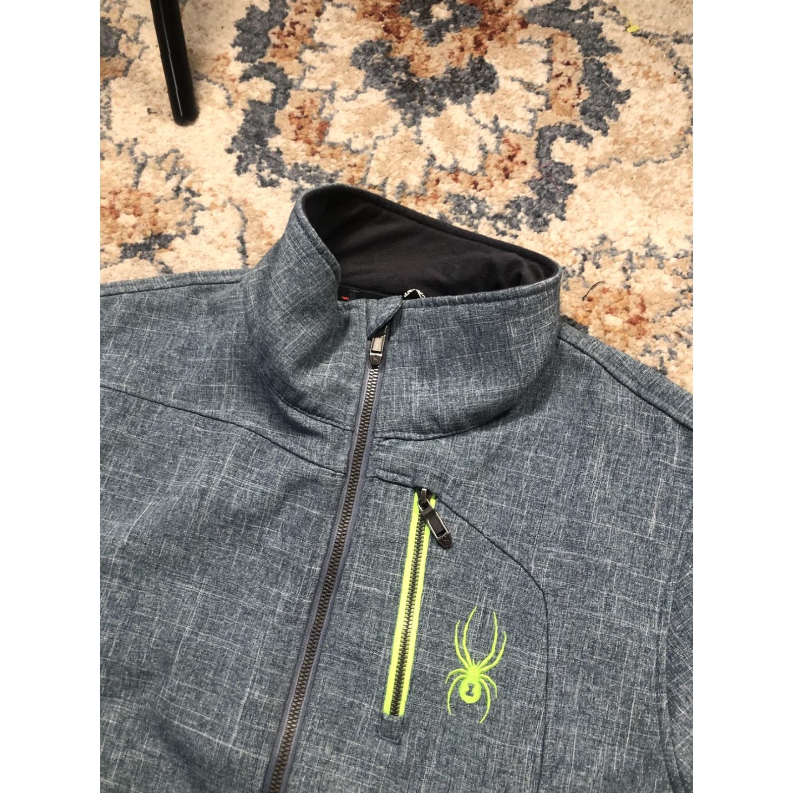 Spyder Spyder Jacket Mens M Grey Softshell Full Zip Lined Ski Hiking Neon Trim Pocketed Size US M / EU 48-50 / 2 - 6 Thumbnail