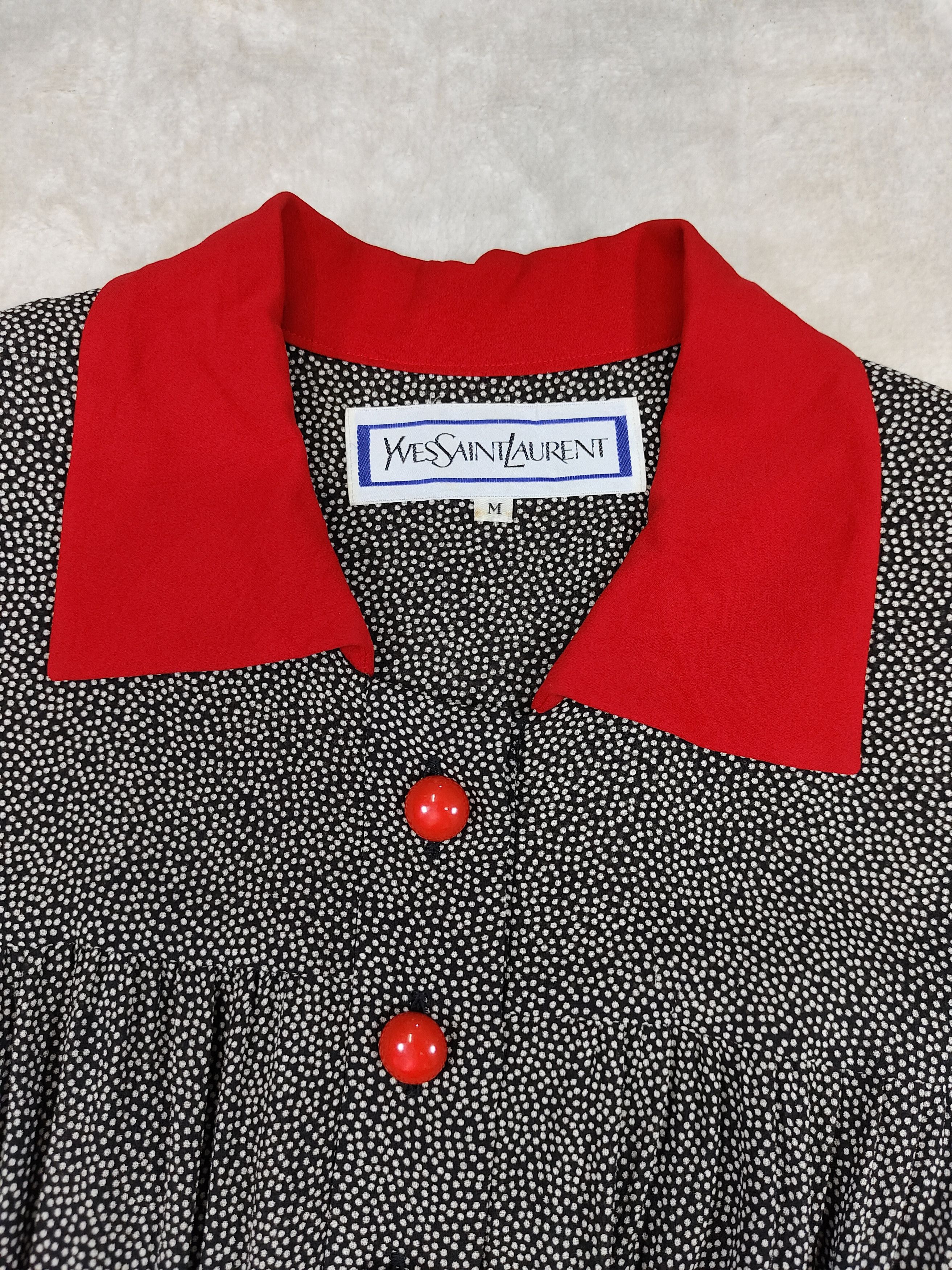 Yves Saint Laurent 80s Yves Saint Laurent Archive Polka Dot A Line Rayon Dress Size M / US 6-8 / IT 42-44 - 9 Thumbnail
