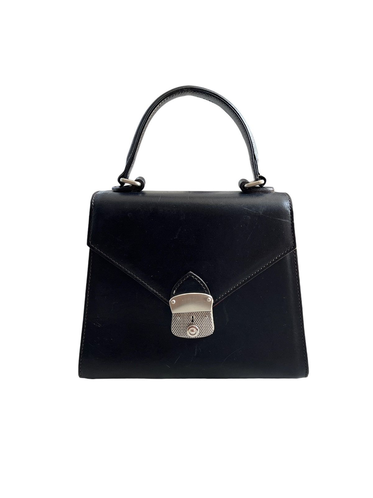 1980 Jean Paul Gaultier Leather Top Handle Bag in Black, Women's