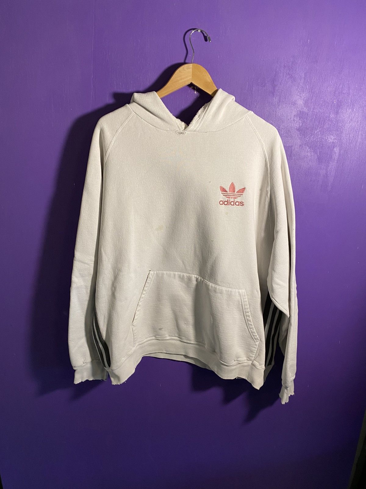 Adidas Vintage 90s Adidas 3 stripes embroidered hoodie Size US XL / EU 56 / 4 - 1 Thumbnail