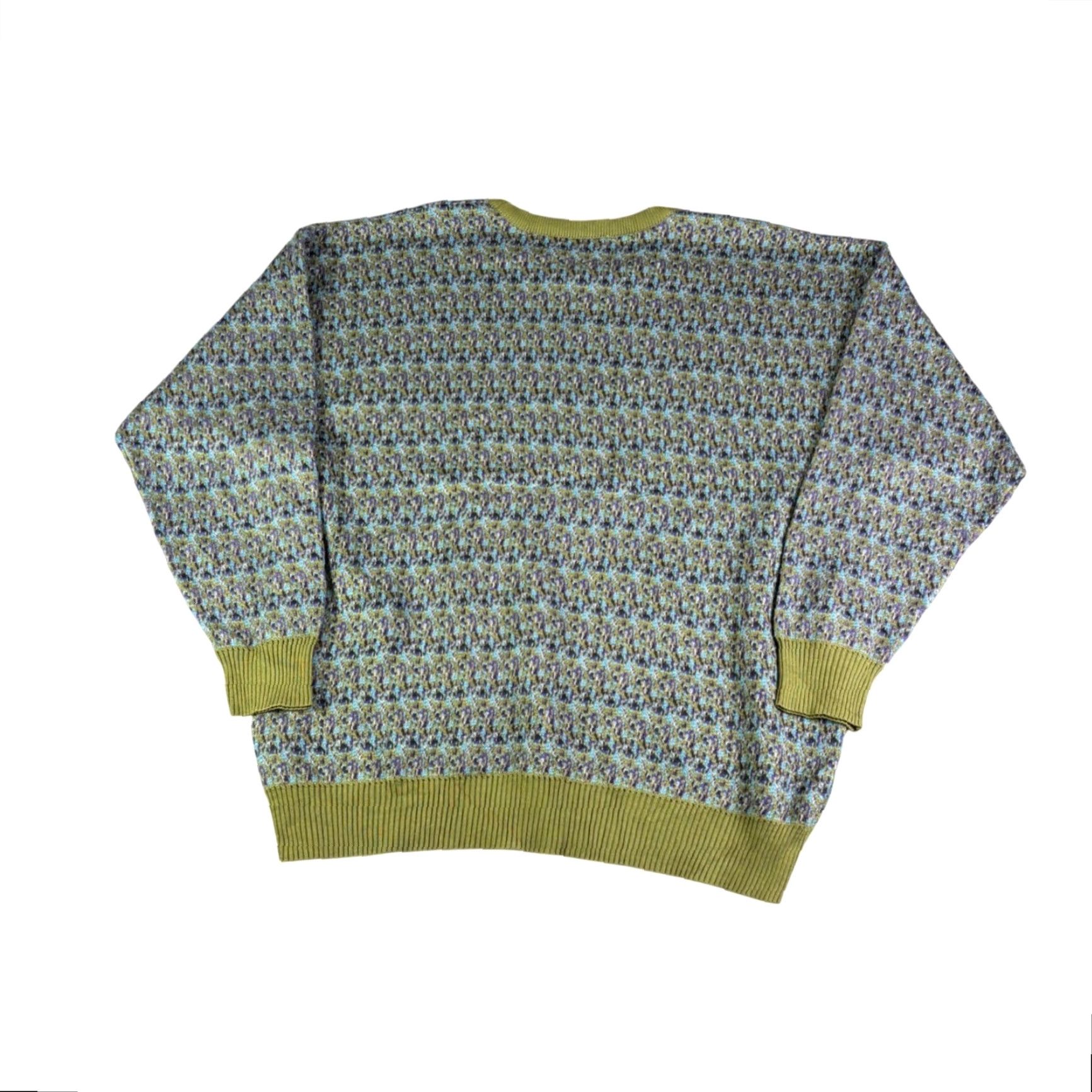 Olive VINTAGE Zuccolos Fine Mens Clothing Crewneck Sweater Olive Green Blue Geometric Knit Pattern 90s Size US L / EU 52-54 / 3 - 2 Thumbnail