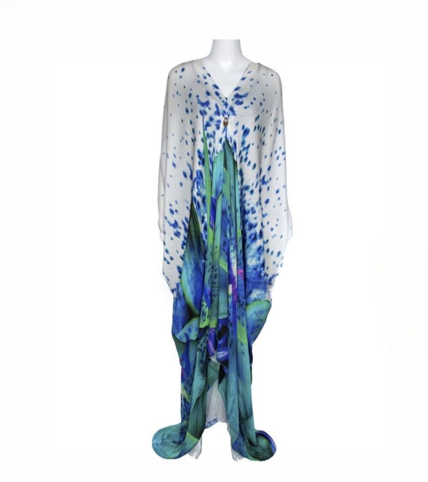 Roberto Cavalli Vintage Roberto Cavalli Blue Floral Snake Buckle Maxi Dress Size XS / US 0-2 / IT 36-38 - 1 Thumbnail