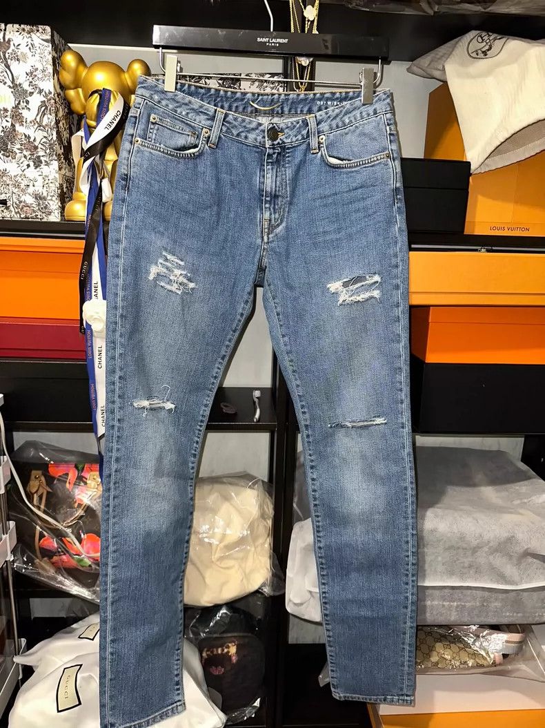 Saint Laurent Paris Saint Laurent Distressed Blue Denim Jeans - dmc Size US 31 - 1 Thumbnail