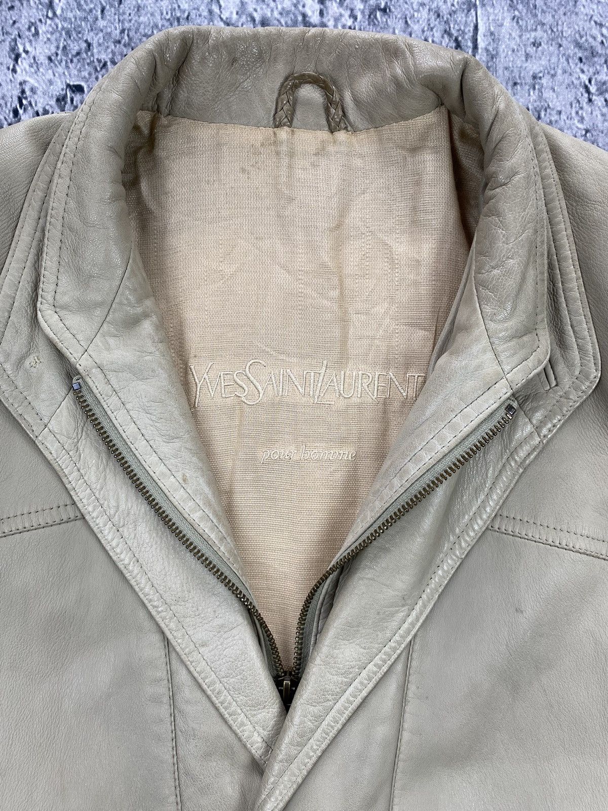Yves Saint Laurent Leather Jacket Yves Saint Laurent Vintage 90’ Streetwear Size US L / EU 52-54 / 3 - 3 Thumbnail