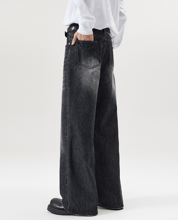 Japanese Brand × Jean Men's washed distressed loose straight wide-leg jeans Size US 32 / EU 48 - 4 Thumbnail
