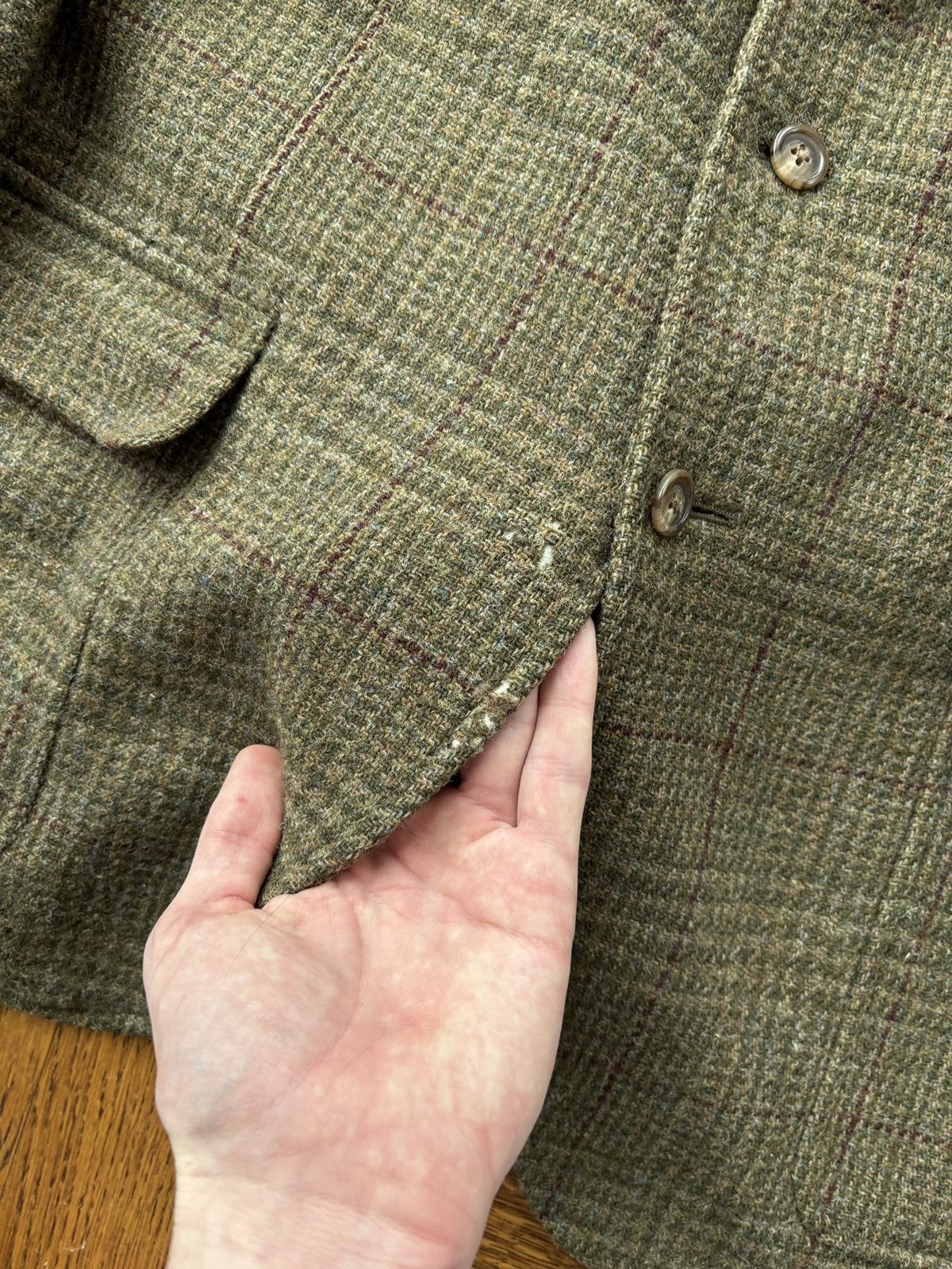Harris Tweed × Polo Ralph Lauren × Vintage Vintage Polo Ralph Lauren Blazer Vintage Tweed Wool Plaid Size 44R - 12 Thumbnail