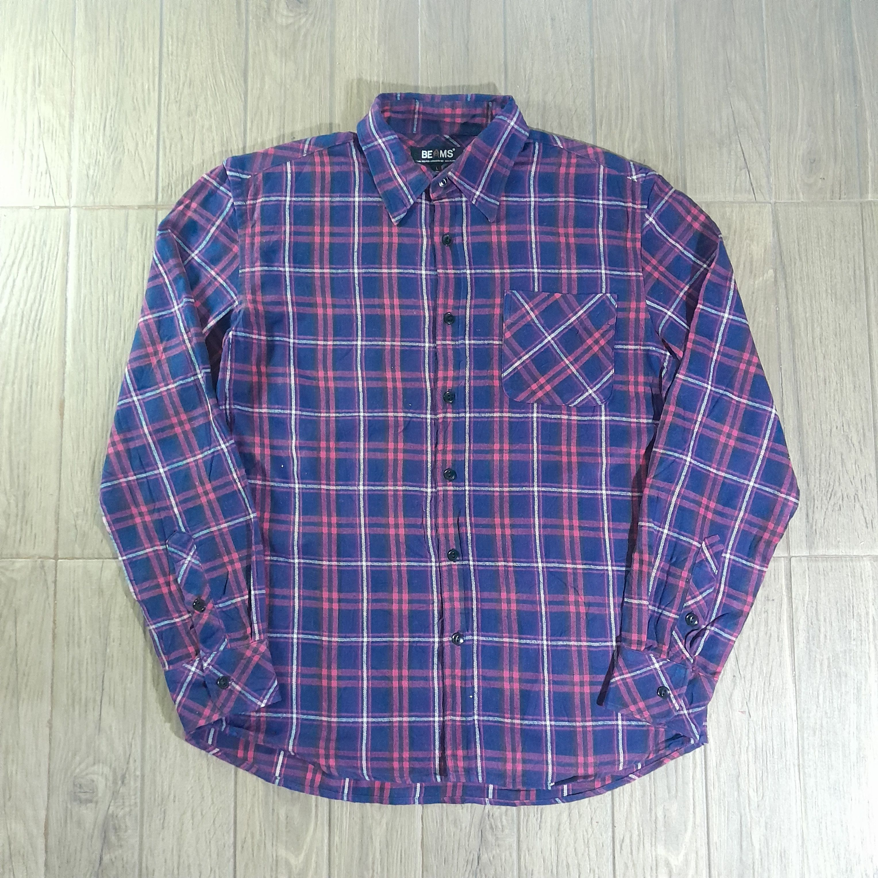 Beams Japan Beams Flannel Check Shirt Button Up Long Sleeve Size M Size US M / EU 48-50 / 2 - 1 Thumbnail