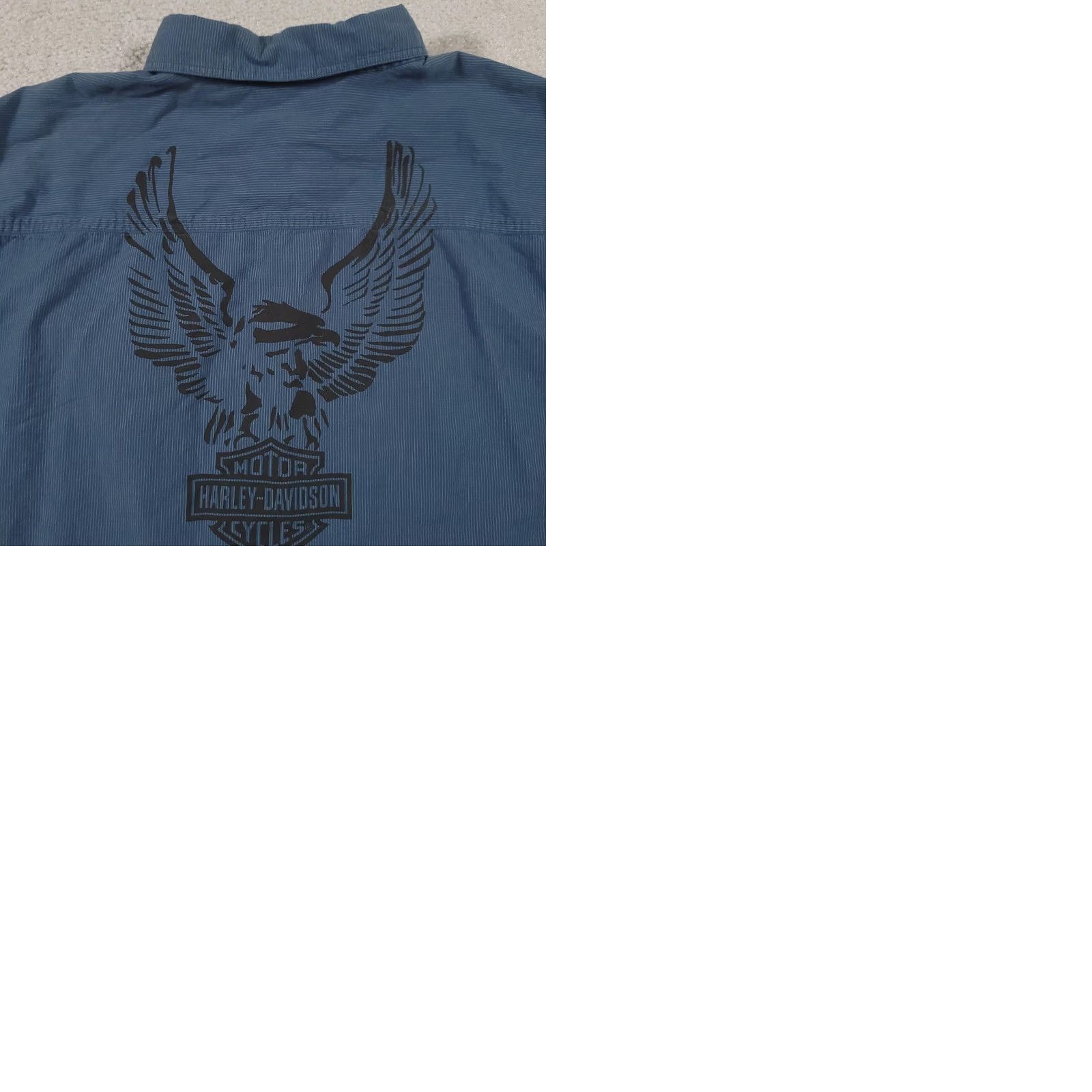 Harley Davidson Harley-Davidson Shirt Mens 2XL Blue Short Sleeve Button Up Eagle Graphic Embroidered Pocket Back Graphic Biker Motorcycle Size US XXL / EU 58 / 5 - 9 Thumbnail