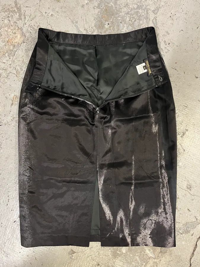 Roberto Cavalli × Vintage Roberto Cavalli Silver Paint Black Skirt Size 28" / US 6 / IT 42 - 7 Thumbnail