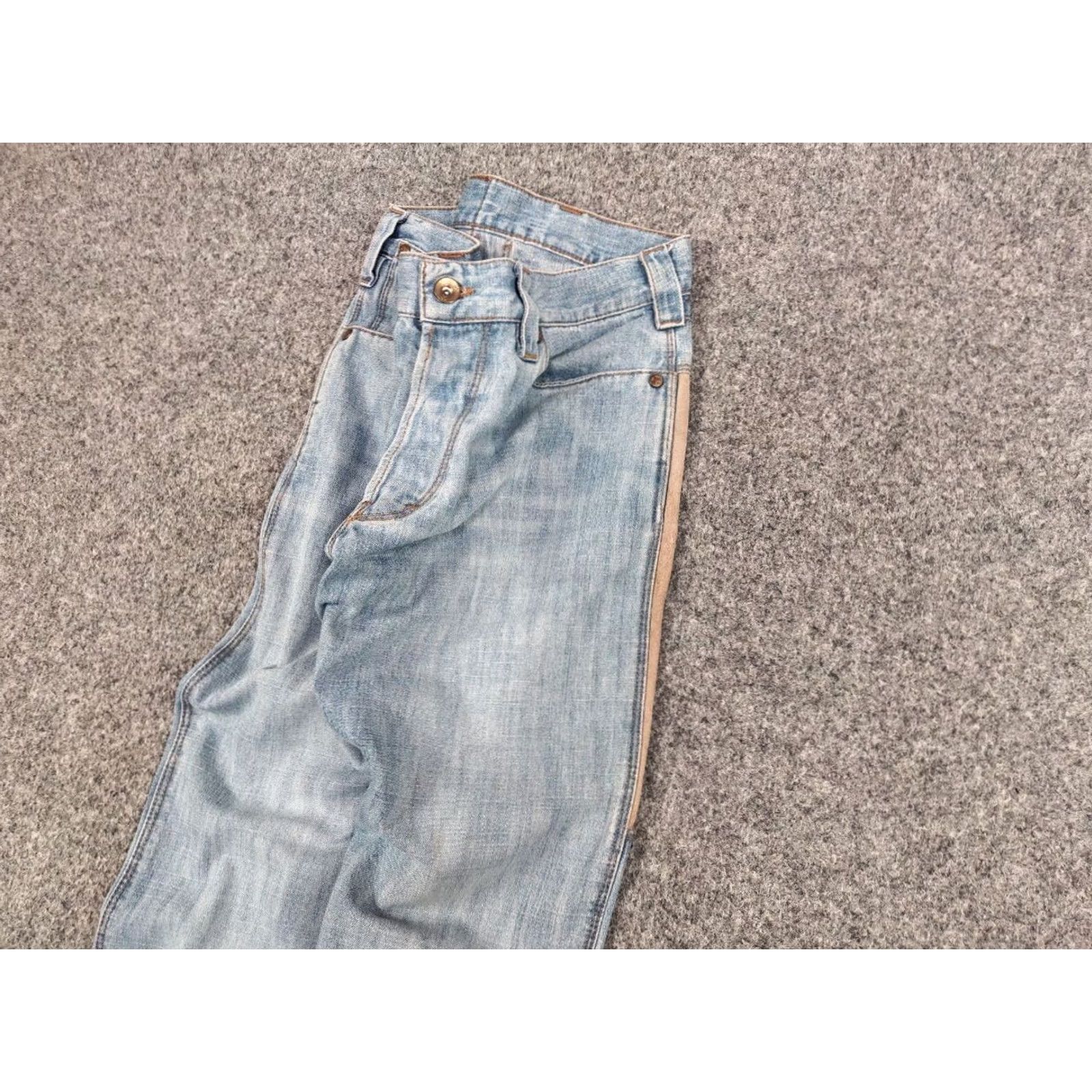 Denime VINTAGE Decauville x sixty Jeans 90s Blue Patchwork Denim Jeans Mens Regular 30x34 Blue Patchwork Jeans 90s Decauville x sixty Mens Jeans Size US 31 - 4 Thumbnail