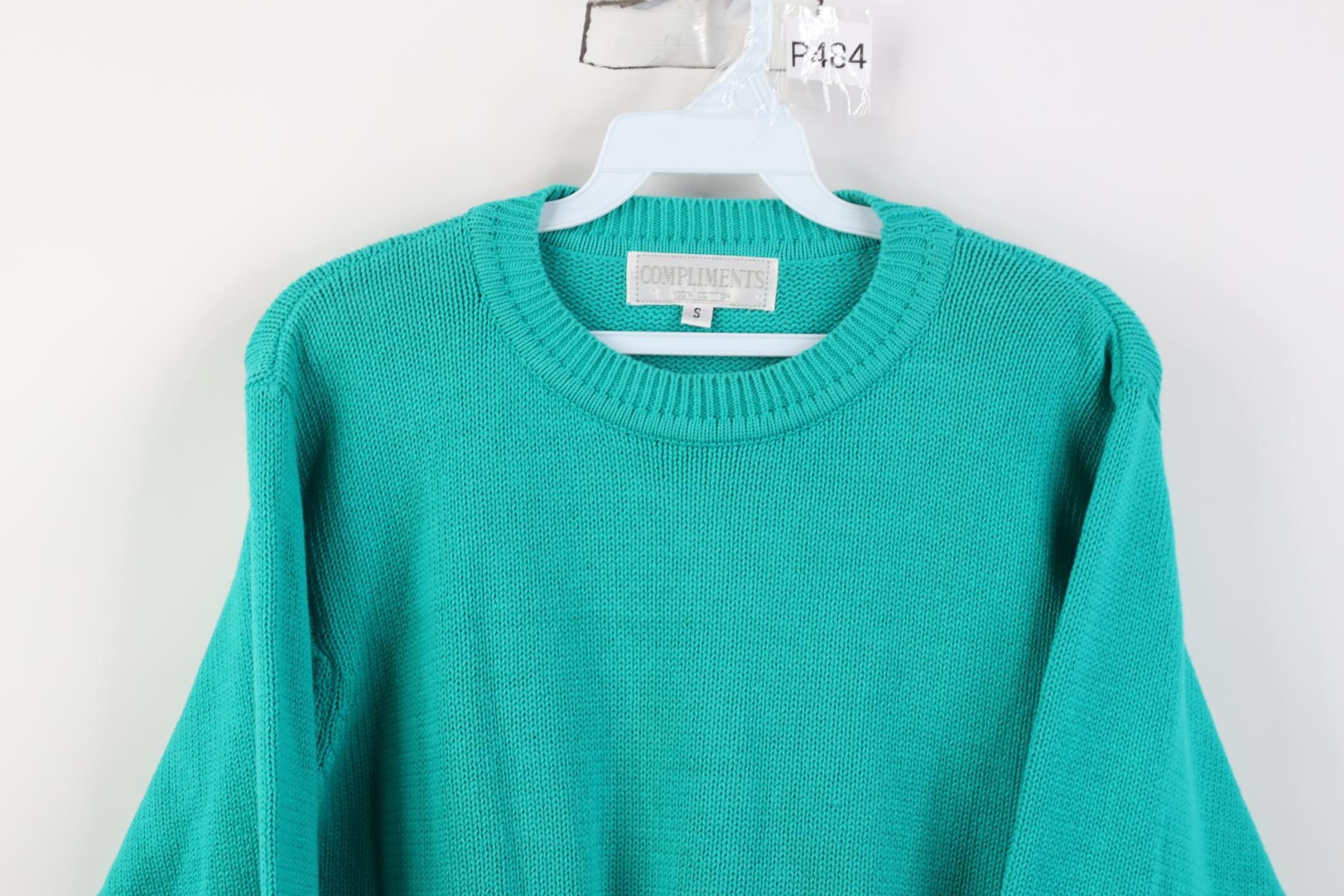 Vintage Vintage 90s Streetwear Cotton Knit Crewneck Sweater Teal Size S / US 4 / IT 40 - 2 Thumbnail