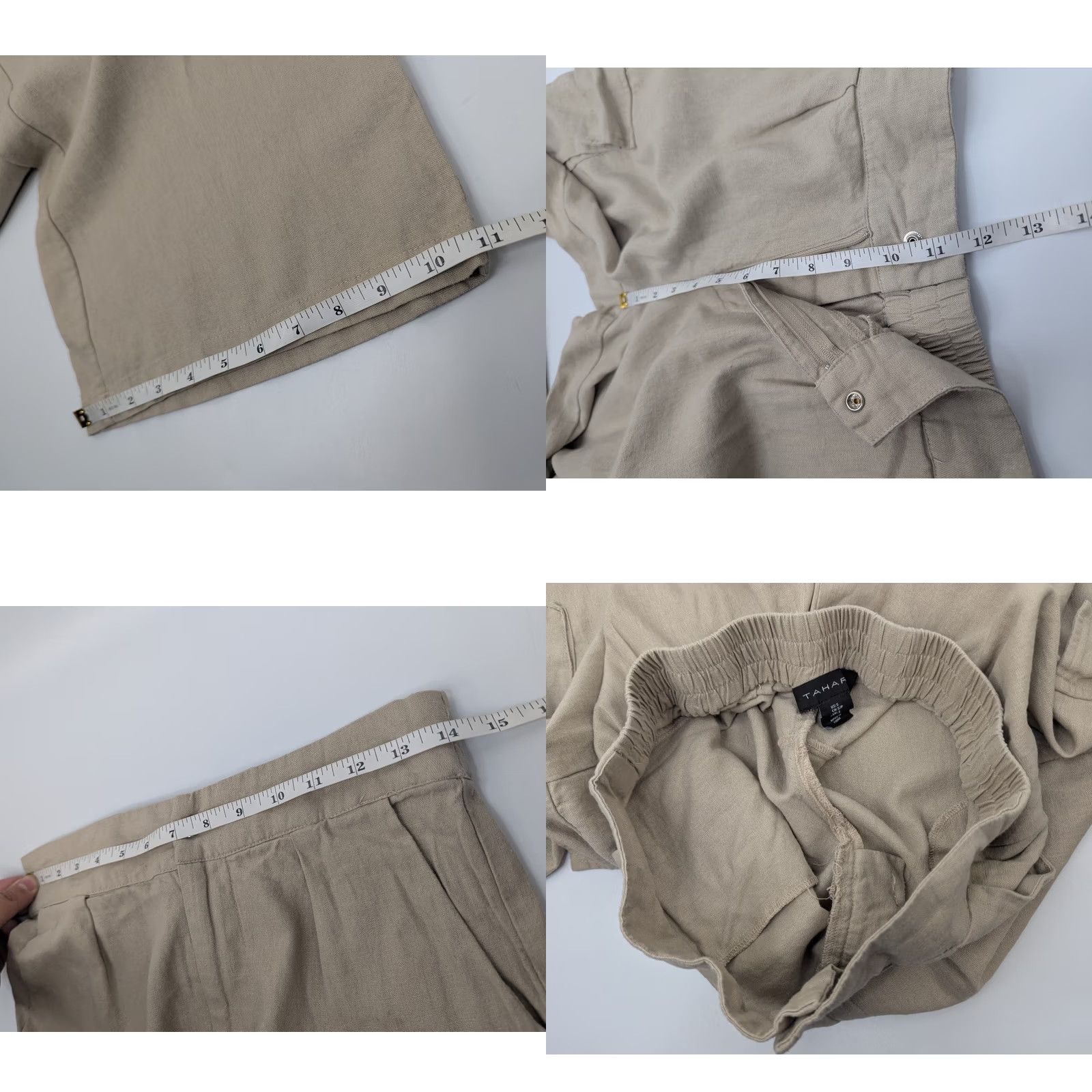 Vintage Tahari Women's Pants Beige Linen Blend Wide-Leg Cargo Size S Regular Coastal Vintage No Size 28" / US 6 / IT 42 - 8 Thumbnail