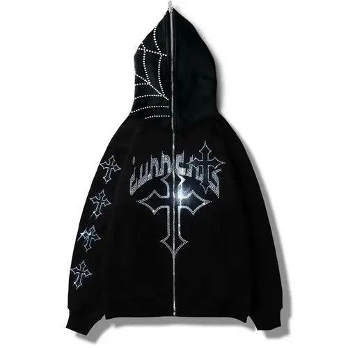 Japanese Brand Maruyama x Han #16 Y2K Hoodie Rhinestones Size US M / EU 48-50 / 2 - 1 Thumbnail