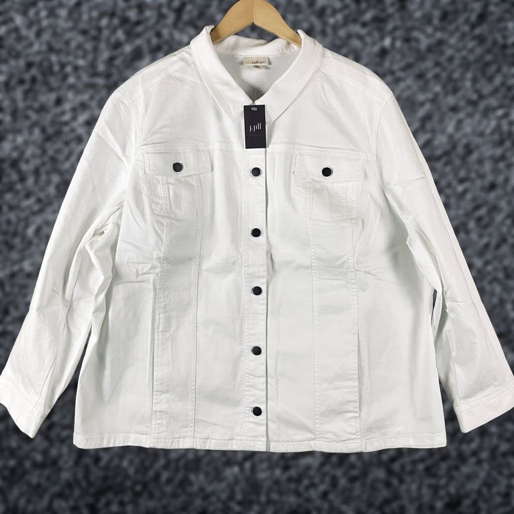 J. Jill J Jill Jacket Size 4X Denim Barn Chore Button Up Stretch Classic Minimalist NWT Size XXL / US 16-18 / IT 52-54 - 1 Thumbnail