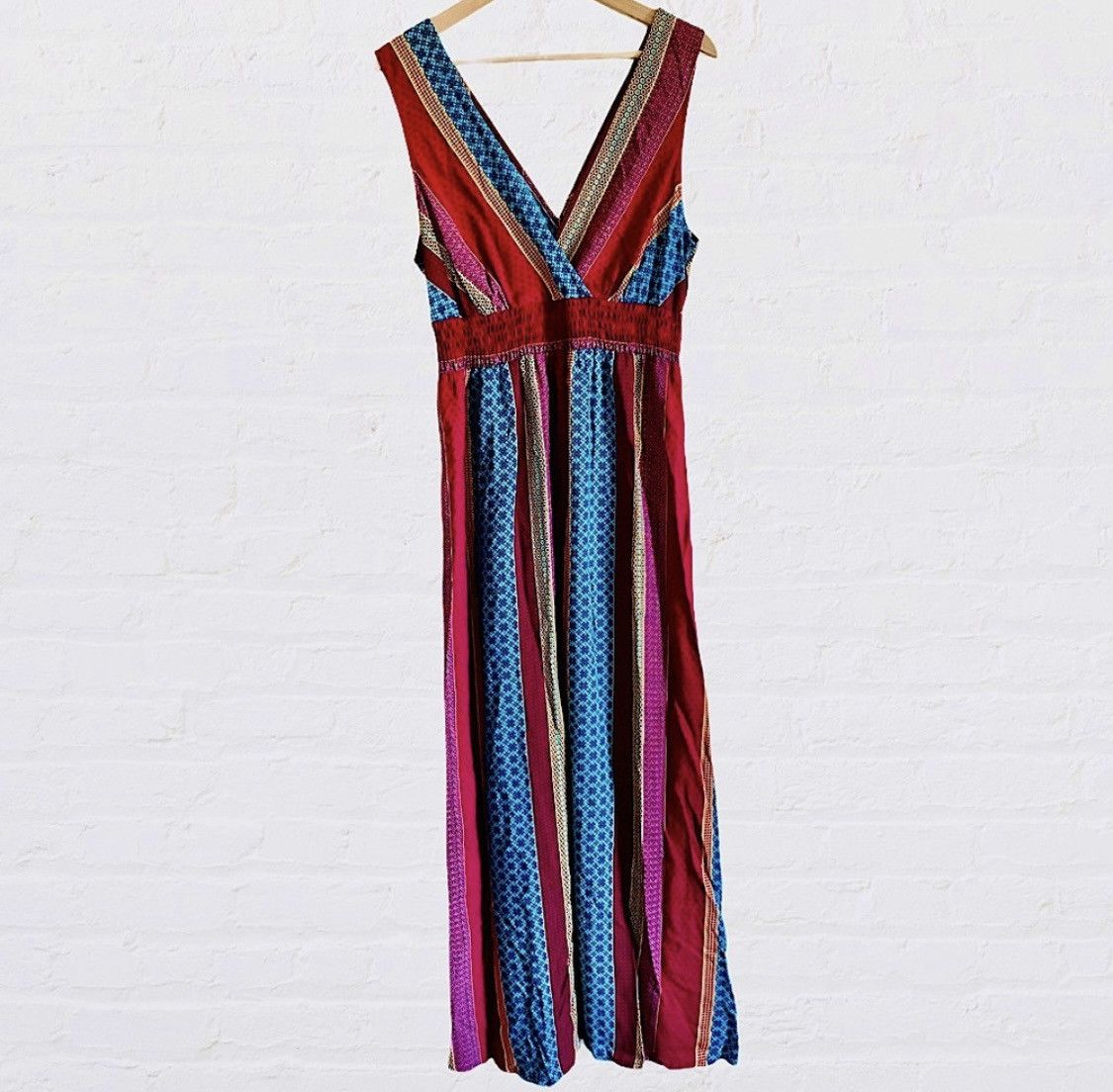 Vintage BEAUTIFUL SLEEVELESS PLUNGING MAXI DRESS Size L / US 10 / IT 46 - 3 Thumbnail