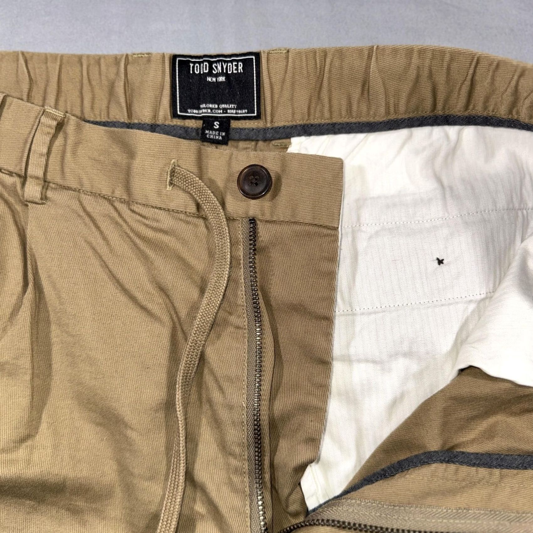 Todd Snyder Todd Snyder Pants Mens Small Beige Elastic Waist Drawstring Cuffed Chino Tapered Size US 29 - 3 Thumbnail