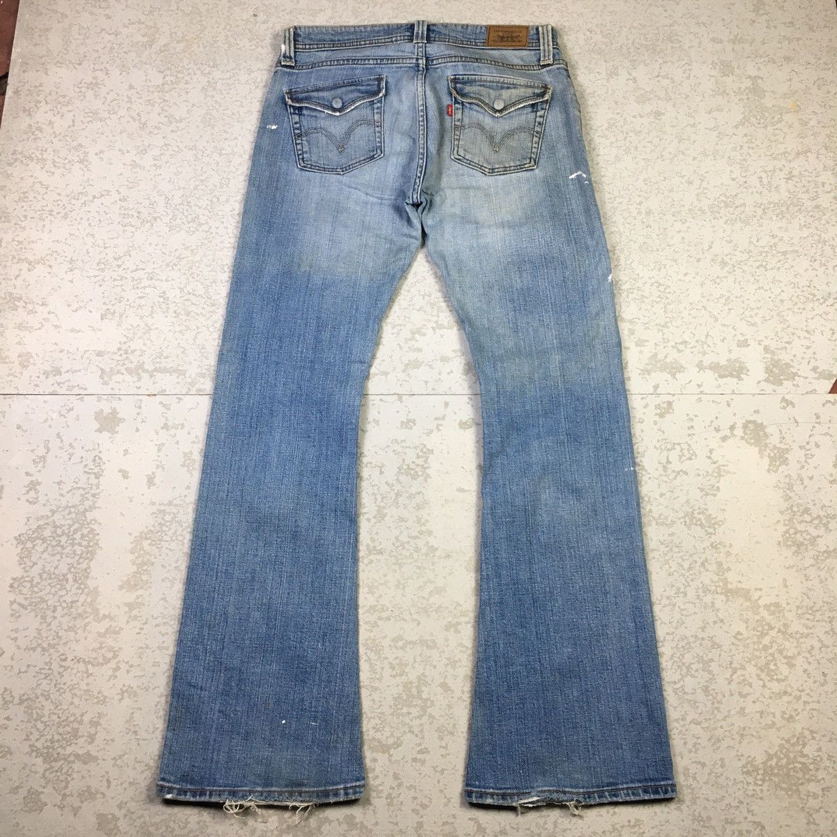 If Six Was Nine Levis 542 Low Flare Washed Blue Vintage Y2K Denim Size US 33 - 2 Thumbnail