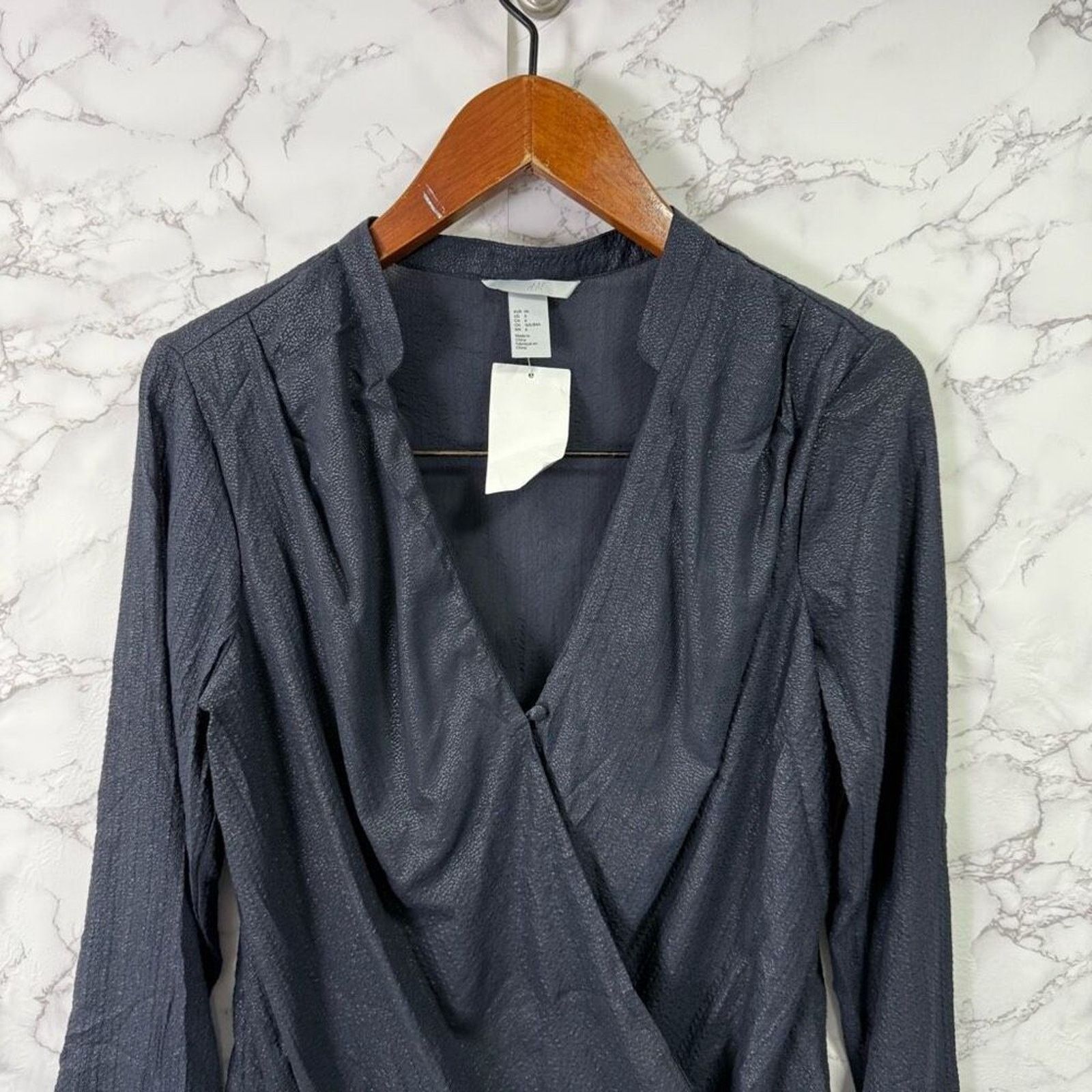 H&M H&M Blouse sz 6 Criss Cross Metallic Blue NEW # G562 Size M / US 6-8 / IT 42-44 - 6 Thumbnail