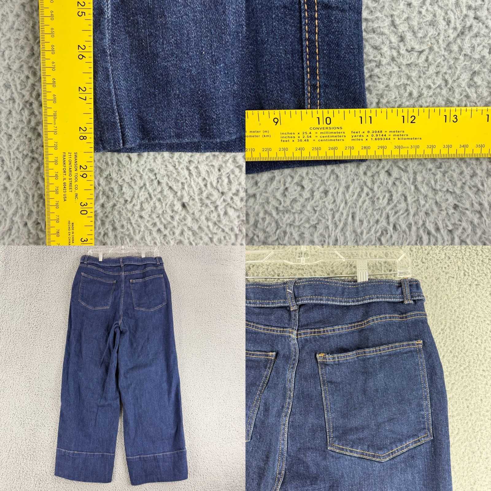 Denime Oat New York Wide Leg Jeans Womens Size 12 Blue Denim High-Rise Dark Wash Casual Jeans Size 34" / US 12 / IT 48 - 8 Thumbnail