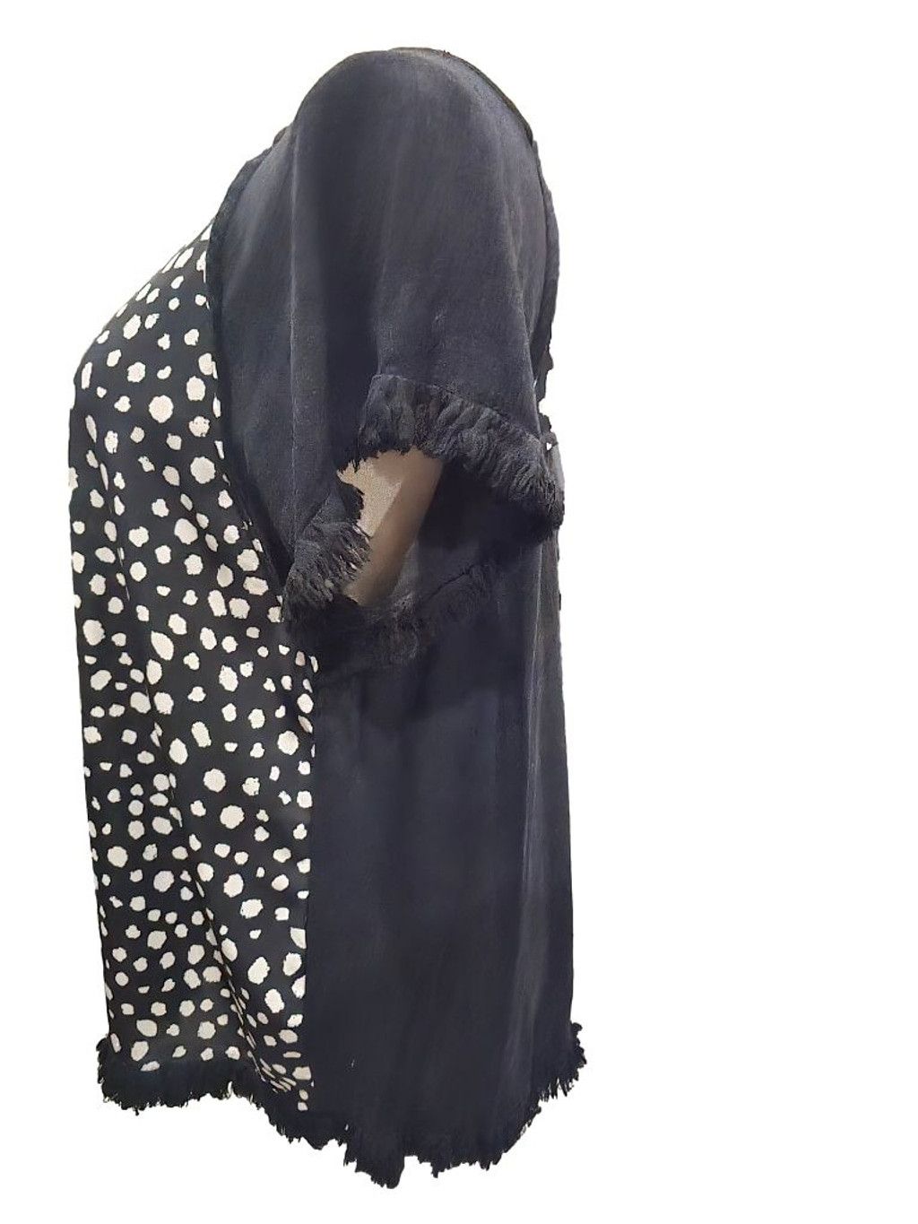 Other Umgee Black & White Polka Dot Tunic Top with Fringe Trim L Size L / US 10 / IT 46 - 2 Thumbnail