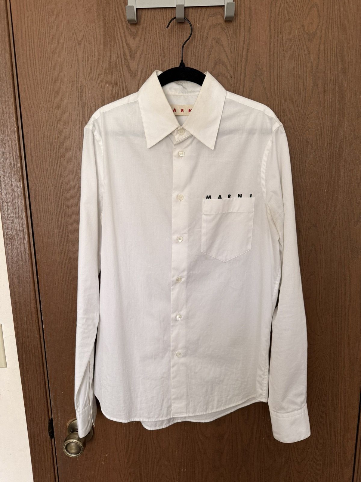 Marni Logo Poplin Cotton Shirt Size US S / EU 44-46 / 1 - 1 Thumbnail