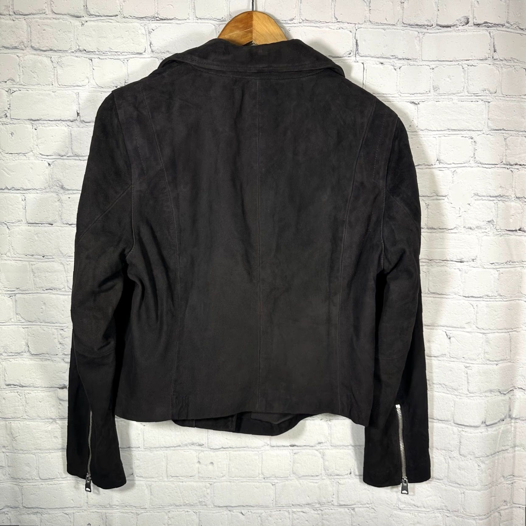 Quince Quince Women Suede Biker Jacket Charcoal Black Goat Leather Moto Coat L Size L / US 10 / IT 46 - 7 Thumbnail