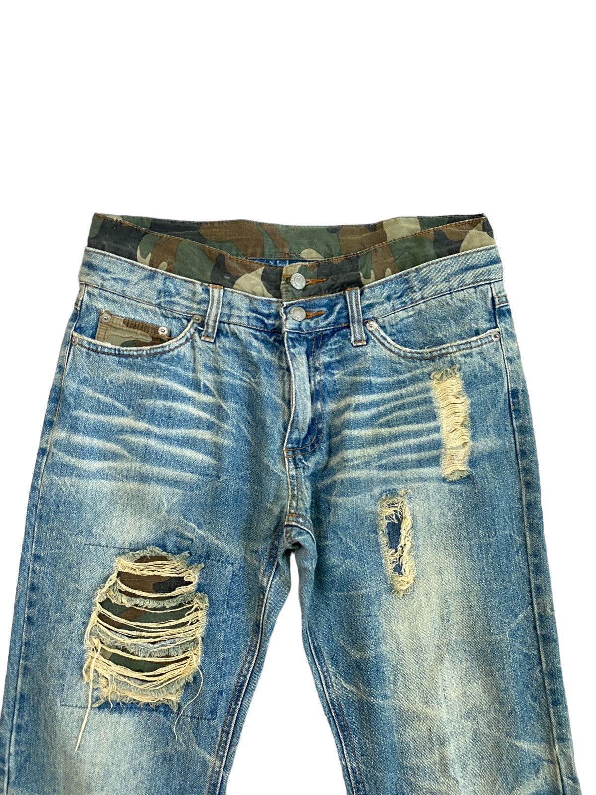 Japanese Brand Vintage Double Waist Acid Wash Camo Junya Watanabe Style Size US 30 / EU 46 - 3 Thumbnail