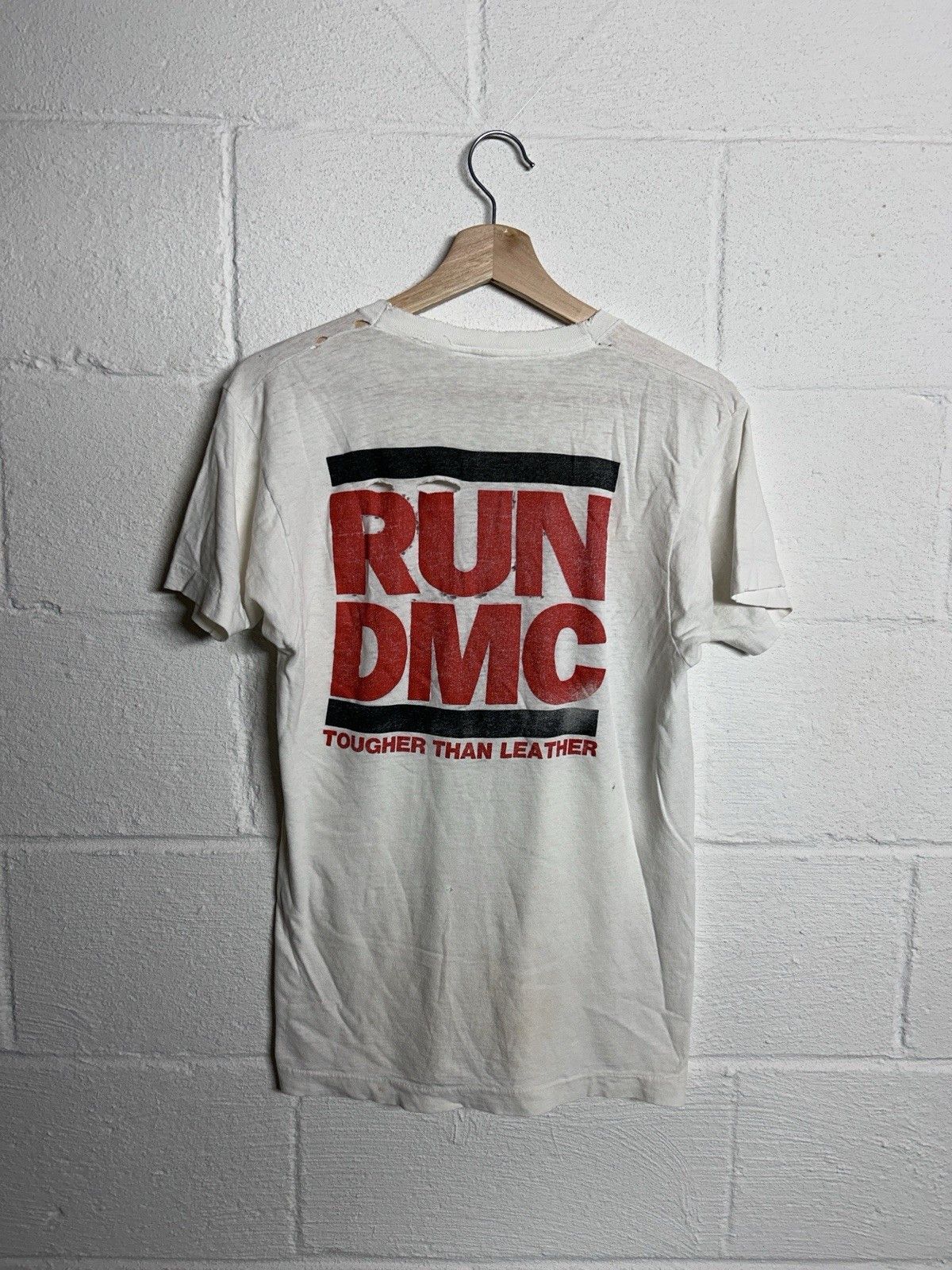 RUN DMC Vintage 1988 Run DMC Tougher Than Leather Distressed Rap Tee Size US S / EU 44-46 / 1 - 5 Thumbnail