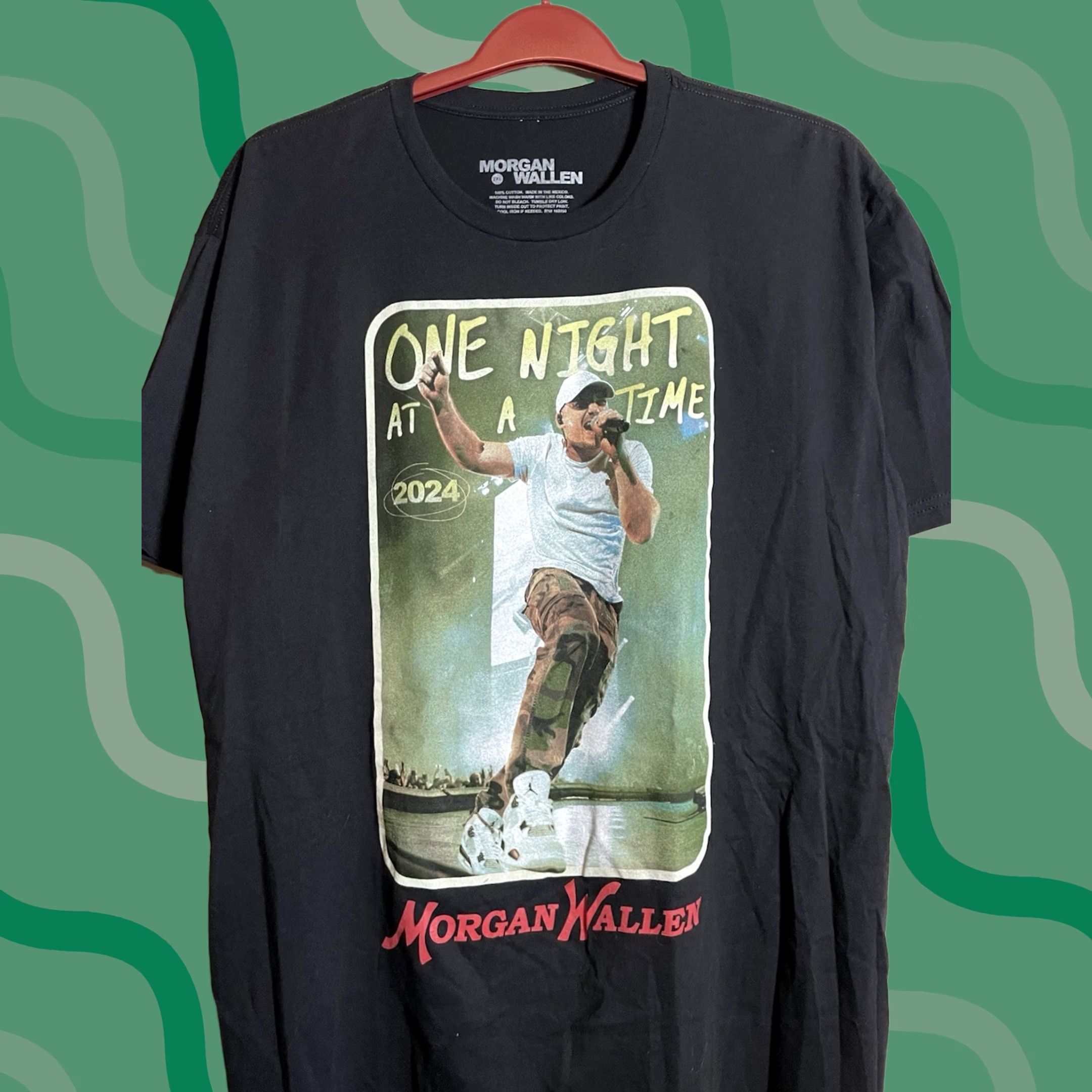 Vintage Morgan Wallen One Night At A Time World Tour T Shirt Black 2XL Mens Crew Neck Short Sleeve Logo Cotton Vintage: No Size US XXL / EU 58 / 5 - 1 Thumbnail