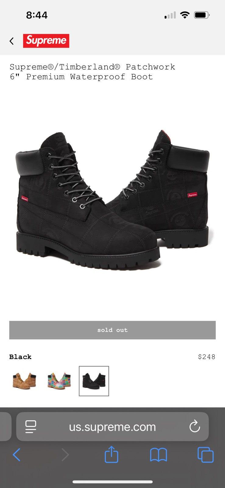 Supreme × Timberland Supreme®/Timberland® Patchwork 6" Premium Waterproof Boot Size US 11 / EU 44 - 1 Preview