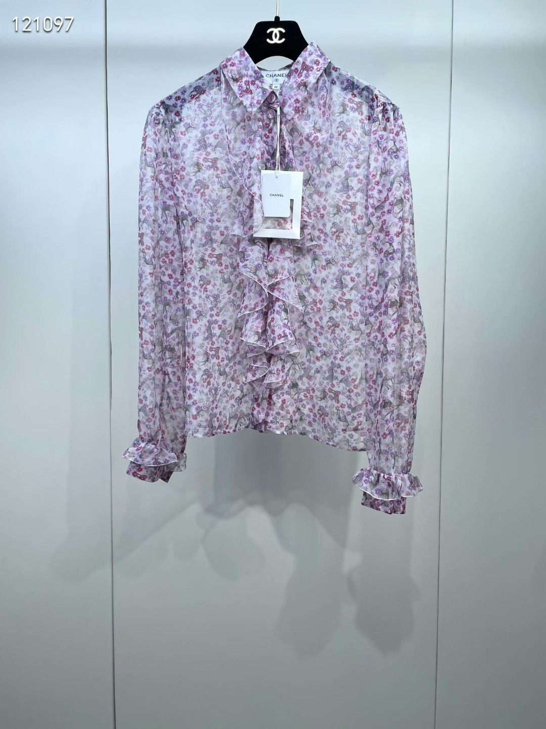 Chanel Chanel 25P Floral Ruffled Silk Blouse Size XXS / US 00 / IT 34 - 1 Thumbnail