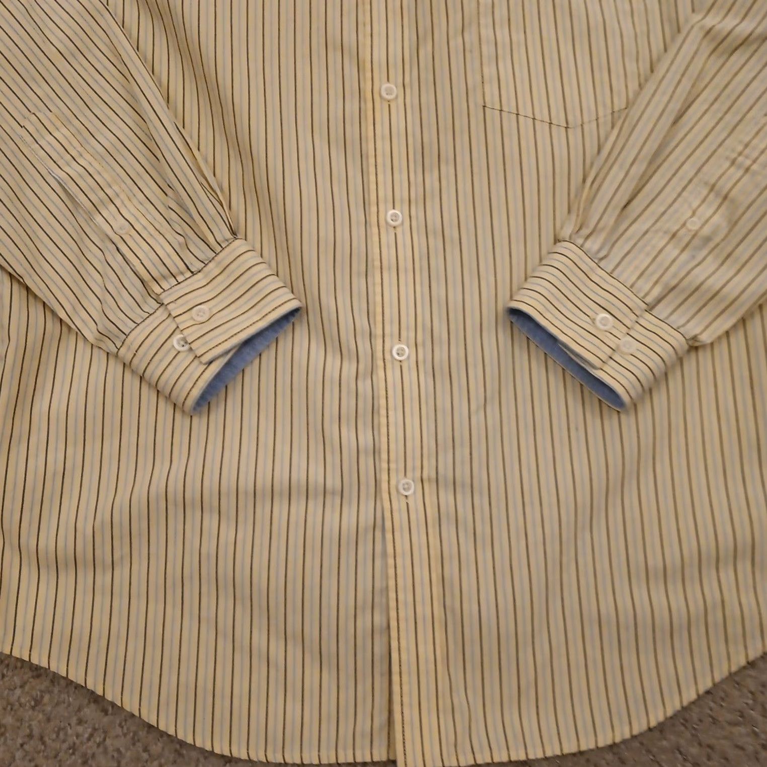 Croft & Barrow Croft & Barrow Shirt Mens Medium Yellow Blue Striped Long Sleeve Button-Up Size US M / EU 48-50 / 2 - 3 Thumbnail