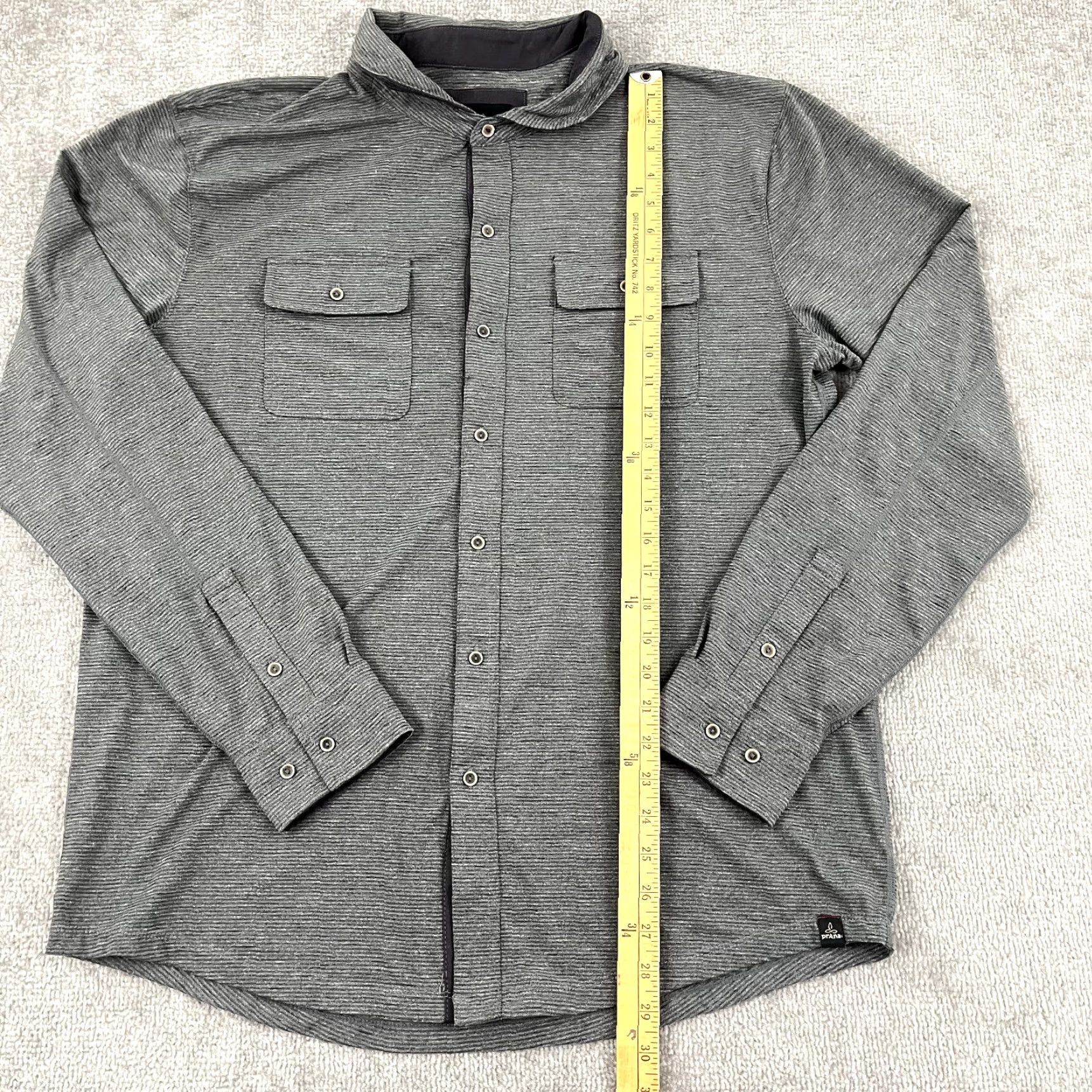 Prana PRANA Pacer Shirt Mens X-Large XL Gray Striped Button Up Hiking Climbing Outdoor Size US XL / EU 56 / 4 - 4 Thumbnail