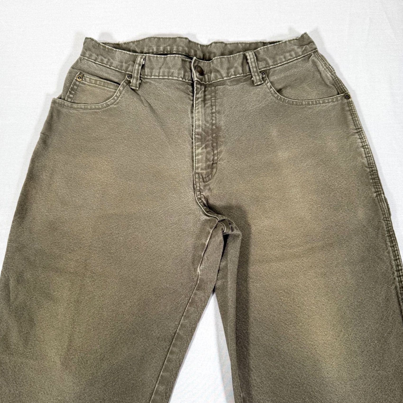 Dickies Dickies Pants Mens 33x32 Green Canvas Carpenter Straight Fit Stretch Workwear Pants Mens Green Canvas Carpenter Straight Fit 33x32 Regular” Size US 33 - 3 Thumbnail